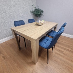Dining Set of 4 Dining Table and Velvet Chairs Dining Room Furniture