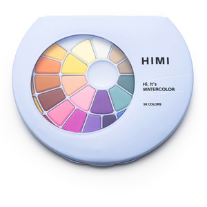 HIMI Solid Watercolour Set  38 Colours in Pans + Brush (Blue Case)