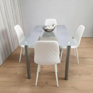 Modern Grey Dining Table Set With 4 White Chairs Dining Furniture Set