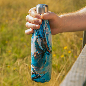 Swell Ocean Marble Insulated Water Bottle, 500ml