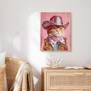 Cowboy Cat Framed Canvas