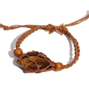 Brown Crystal Gemstone Bracelet Cord - Adjustable  Durable