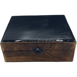 Elegant Black Ceramic Wood Storage Box