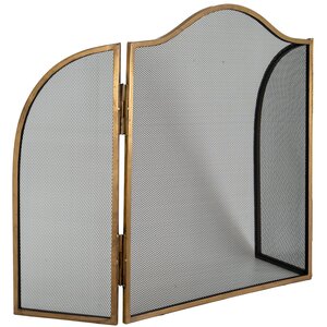 Antiqued Brass Fire Screen Classic Fireplace Safety Decor