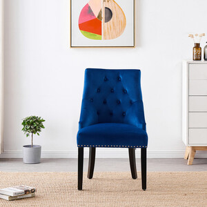 Set of 2 Windsor LUX Velvet Dining Chairs Upholstered for Kitchen Dining Room