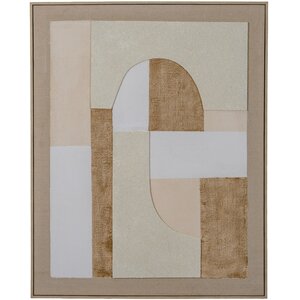 Portina Linen Textured Canvas Wall Art in Frame - Elegant  Neutral