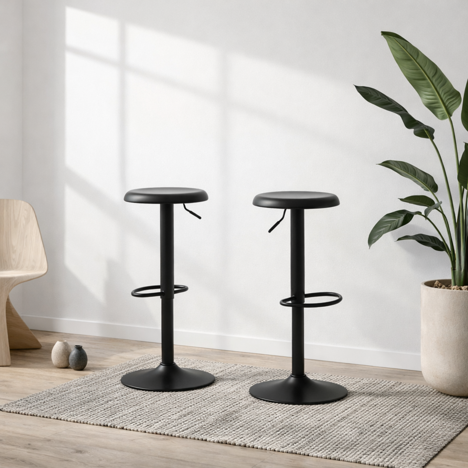 Cloverstone Black Swivel Bar Stools Set of 2 - Black