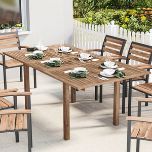 Outsunny Extending Garden Table, Acacia Wood Outdoor Dining Table for 6-8