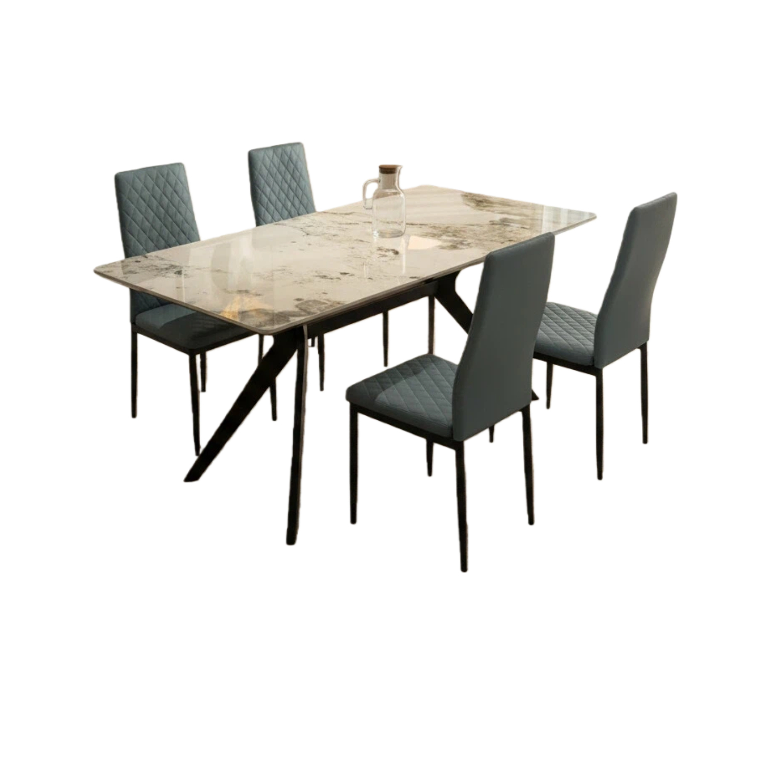 Outdoor Living Gray San Diego Marble Top Dining Table With Emily Leather Chairs - Image 3