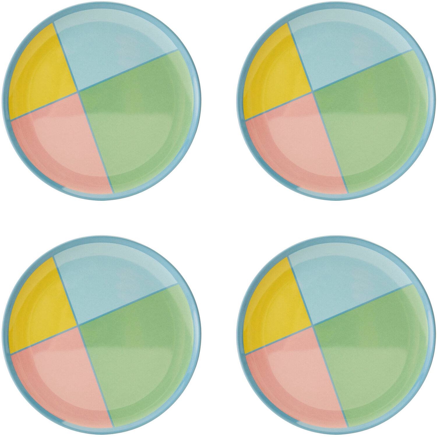 Mimo Set Of 4 Melamine Dinner Plates - Multicolour