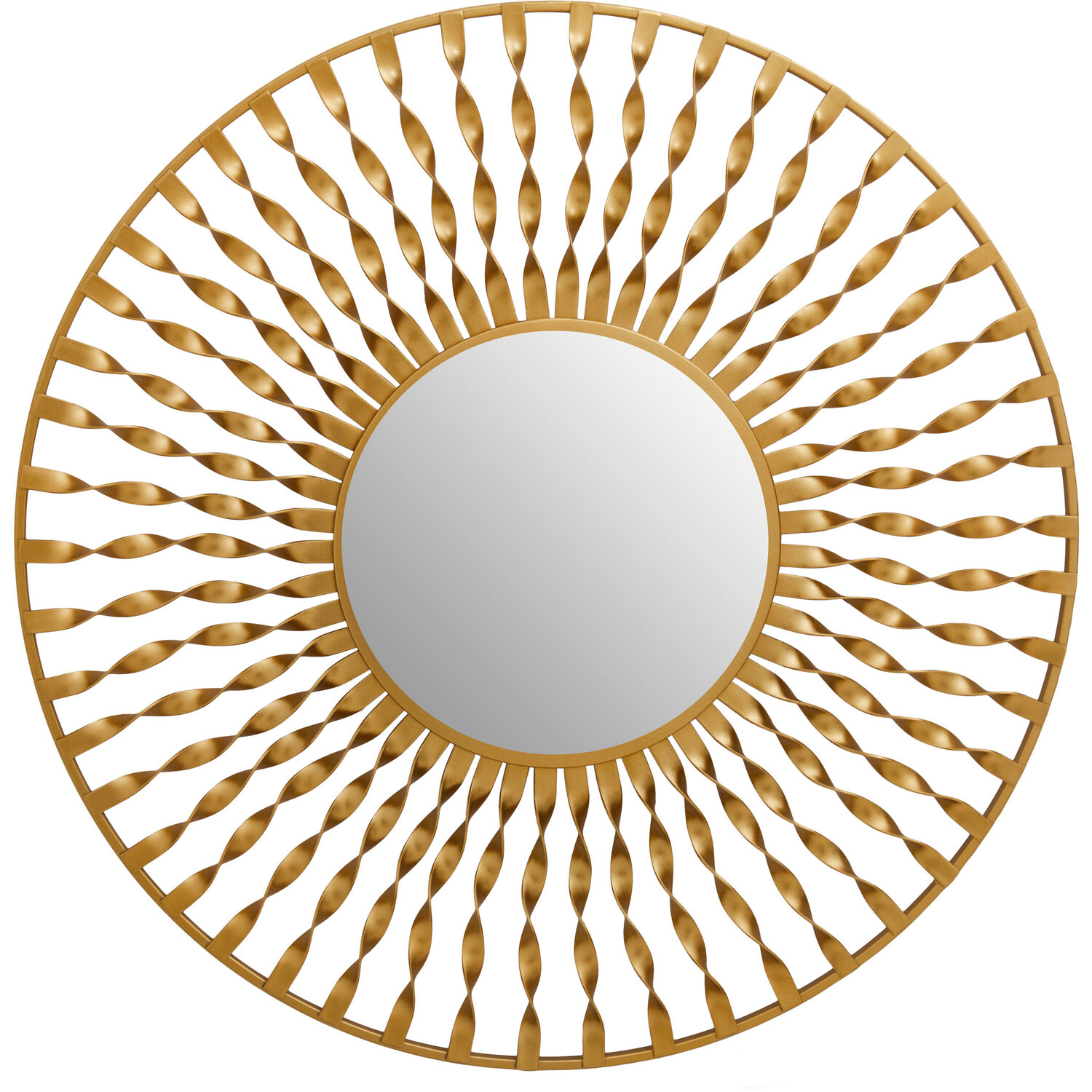 Zelma Champagne Finish Ridged Wall Mirror - Gold