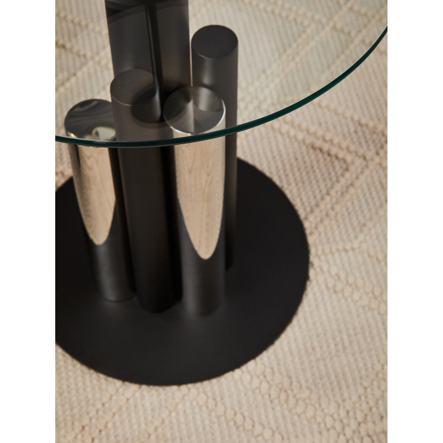 Oria Glass Silver And Black Base Side Table - Black