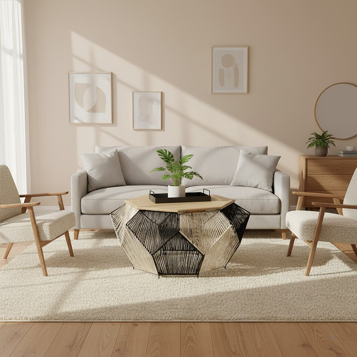 Fusion Black And Silver Woven Hexagon Coffee Table - Black
