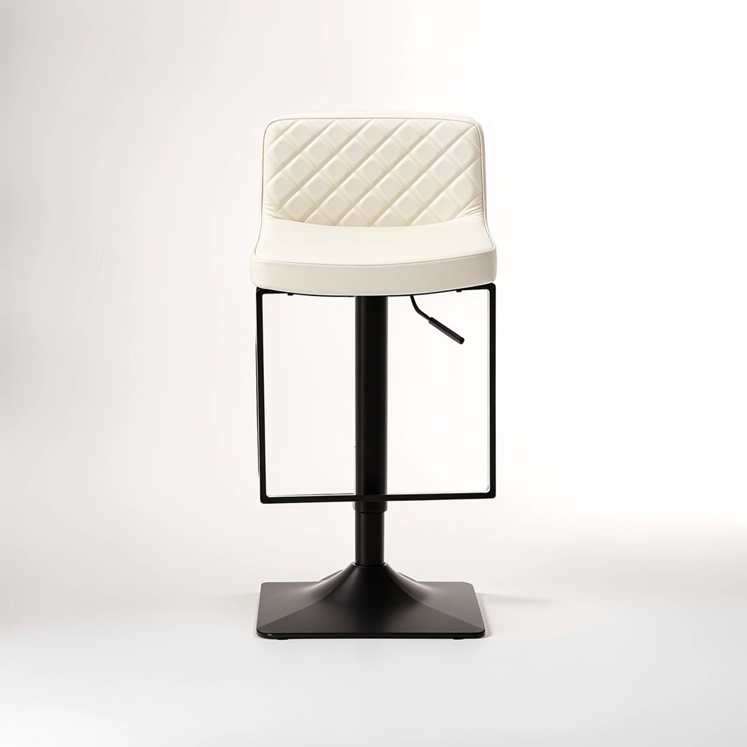 Baina White Leather Effect and Black Base Bar chair - White