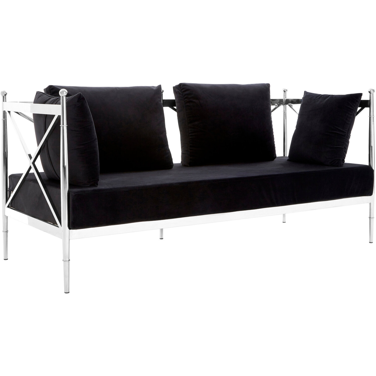 Novo 2 Seat Sofa With Silver Lattice Arms - Silver