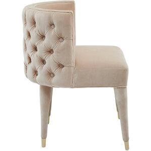 Villi Beige Velvet Tufted Curved Dining Chair