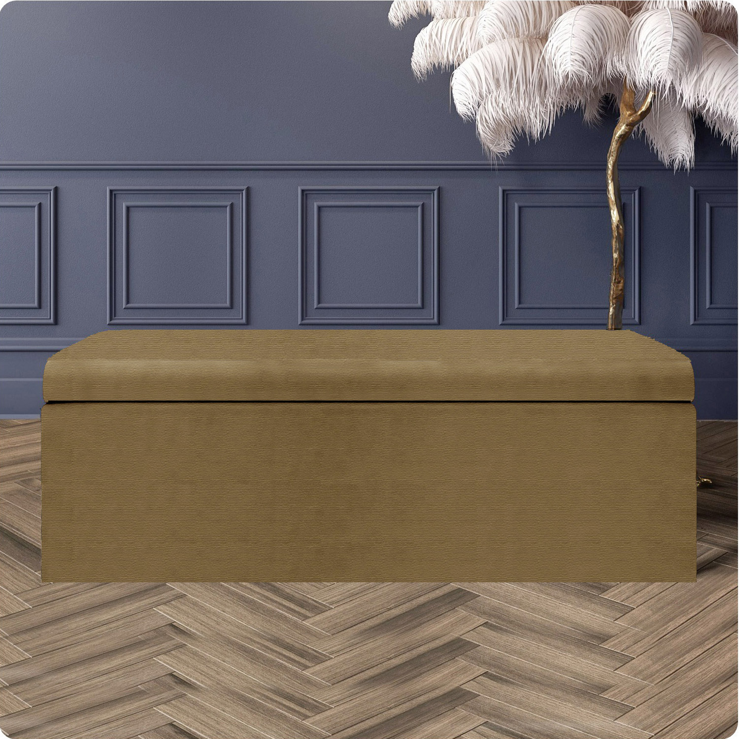 R&M Furnishers Large Plain Safar Storage Ottoman Box, Upholstered Naples Deep Storage Ottoman End Of Bed Bench - Brown Naples