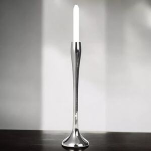 Decorative Metal Candle Holder Set - 31cm - Silver - Set of 2