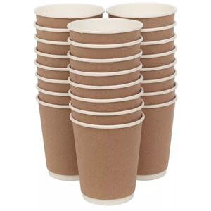 8oz Double Wall Disposable Coffee Cups with Sip-Through Lids - Brown - Set of 500
