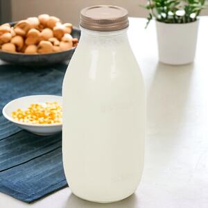 1L Glass Bottles Drink Smoothie With Lid 1000ml - Clear - Set of 6