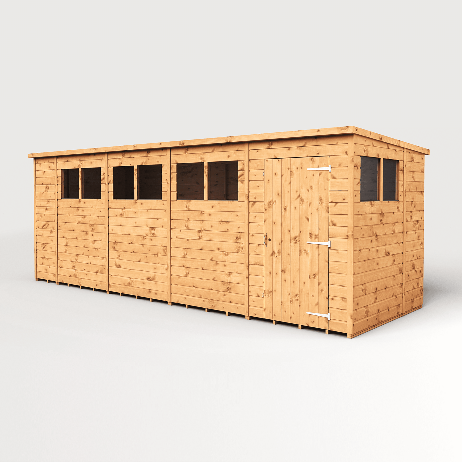 Empire 18x6 Modular Pent Garden Shed with a Single Door & Windows - Brown