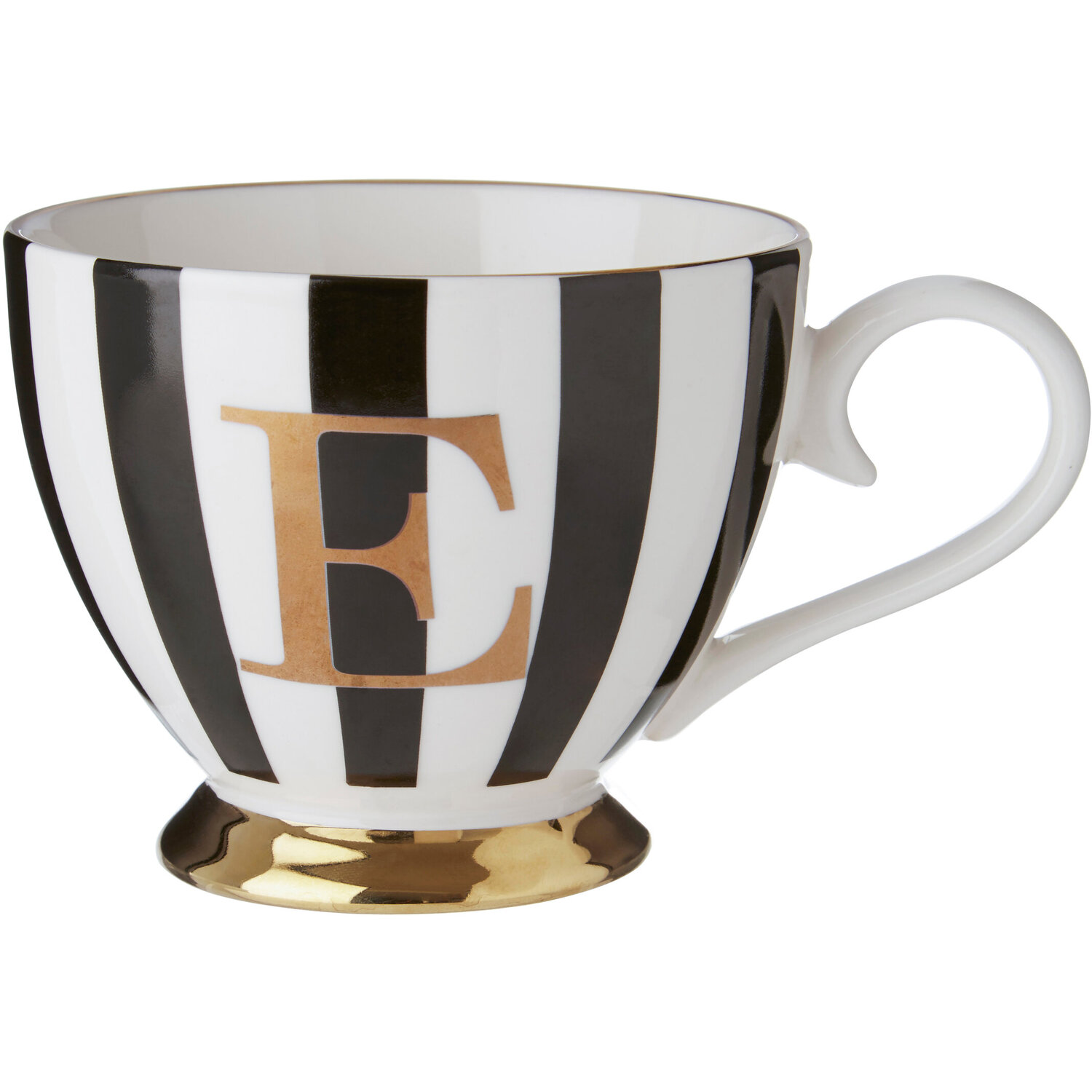Duchess Black and White Monogram Mug, E - Black & White