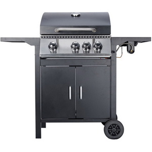 Modern Outdoor Living 4 Burner Gas BBQ - XL Stainless Steel Family Grill, Storage & Side Tables