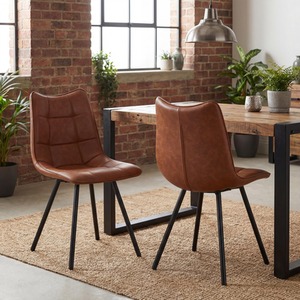 Kensington Tan Leather Look Dining Chair with Black Metal Legs