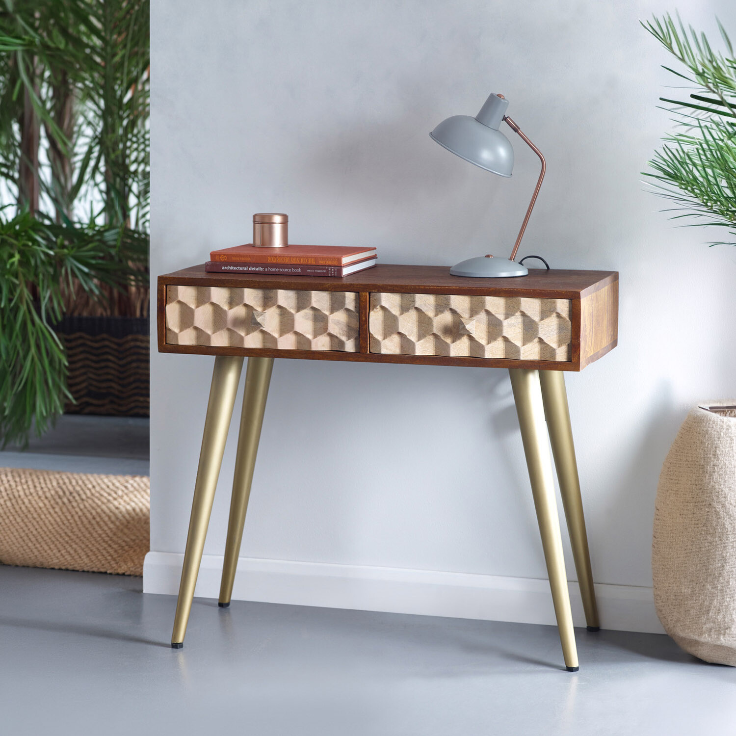 Edison Modern Console Tabledesk - Brown