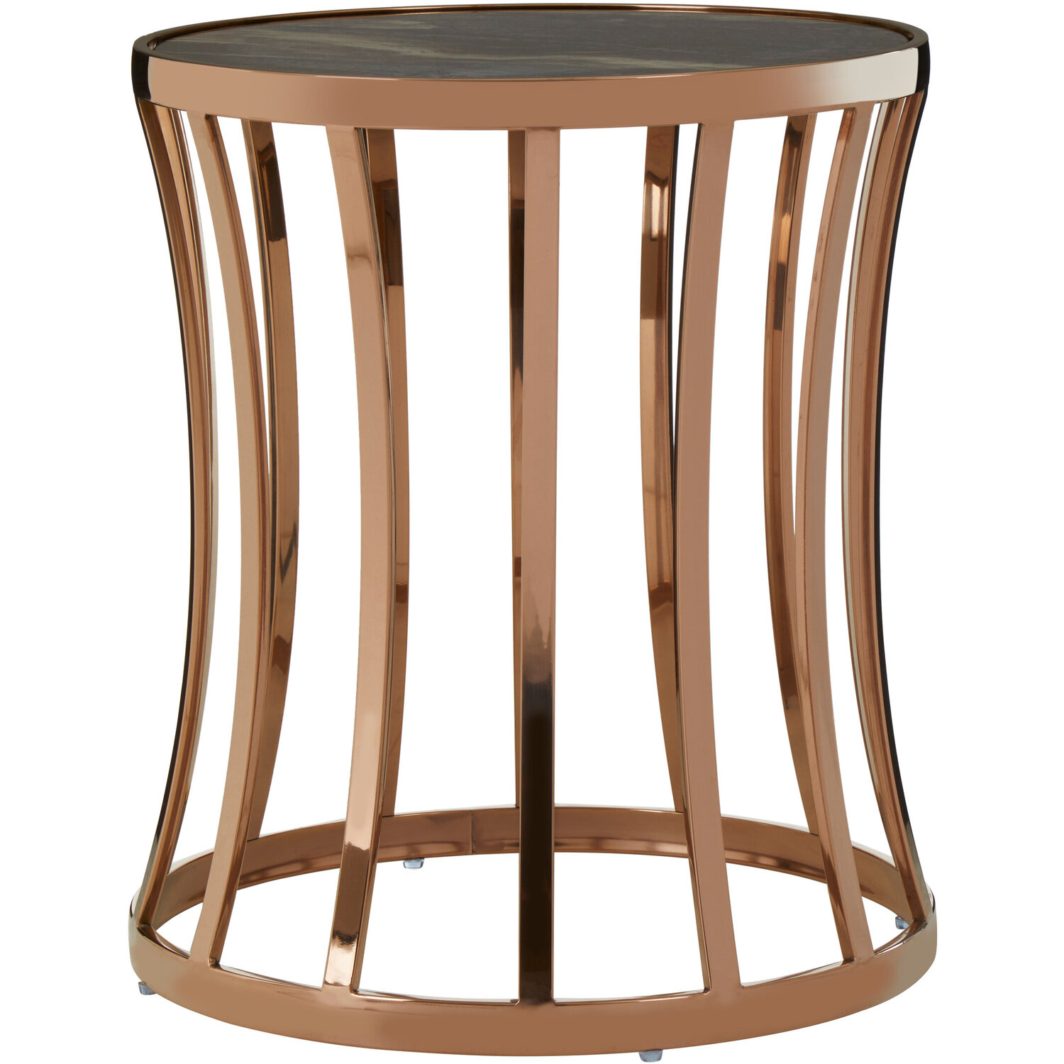 Tula Rose Gold Finish Round Side Table - Gold