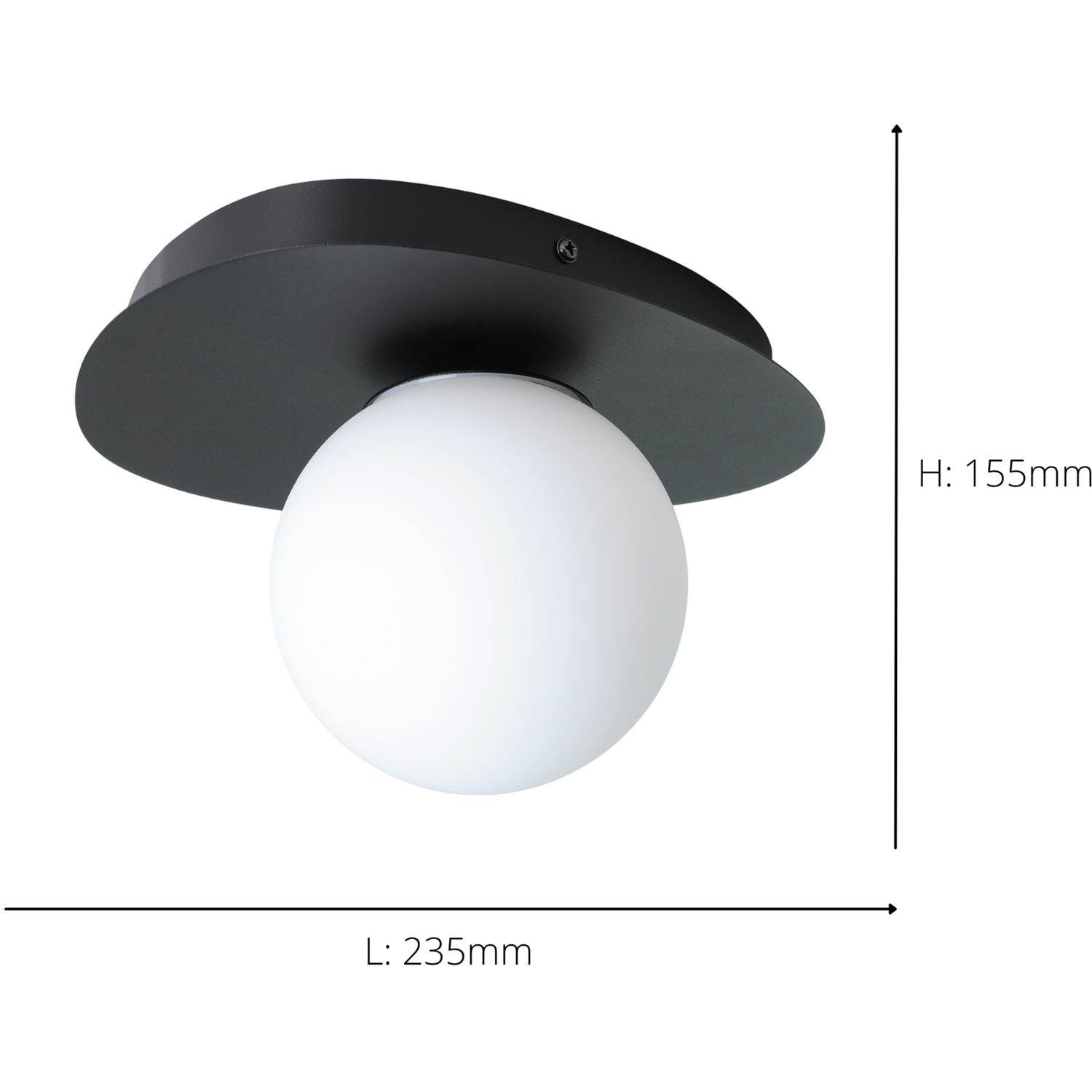 Eglo Castrovido Matte Glass Steel Bathroom Wall Light Black - Black