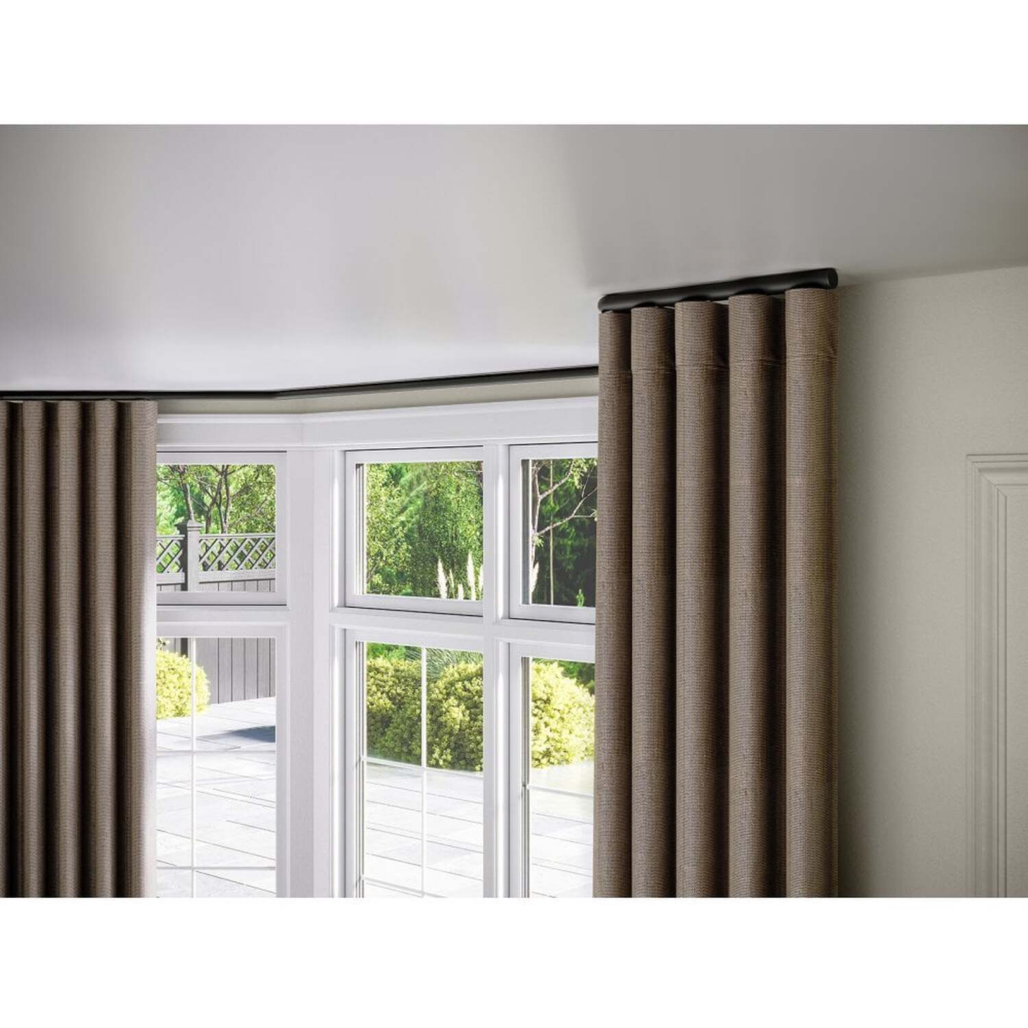 28mm Styleline Gliding Curtain Pole Set with End Cap - Black - Black / 130cm