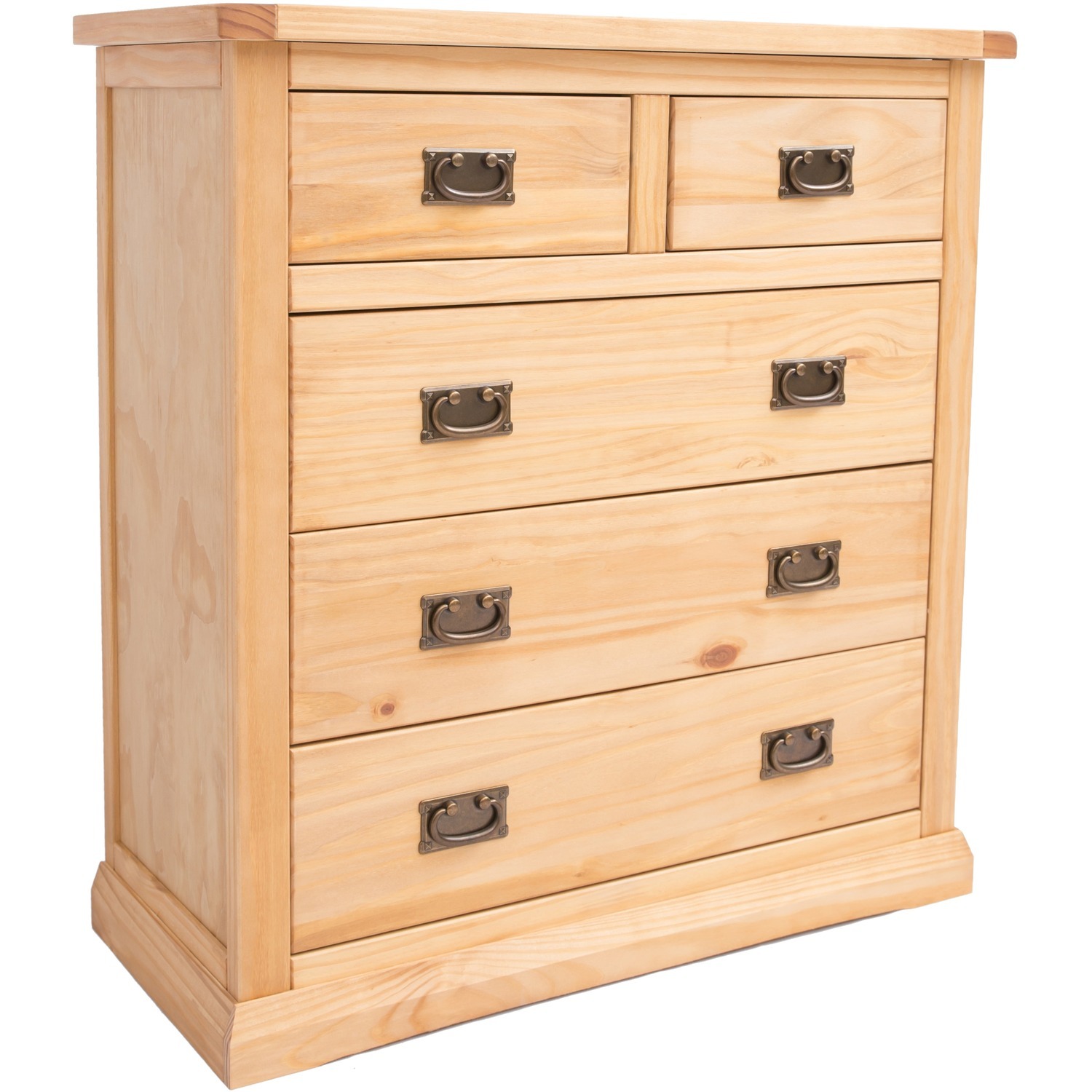 Cabinet Bits Lucca 2 Over 3 Drawer Chest - Brown / Brass