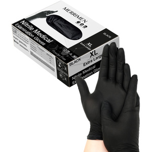 MERRIMEN Black Nitrile Disposable Gloves 100pk - Powder Free, Latex Free