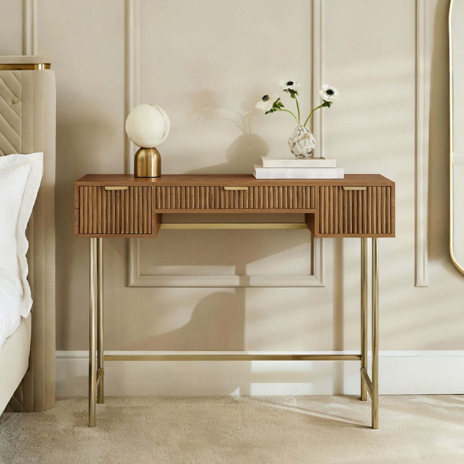 Ohs Ribbed Dressing Table - Medium Wood