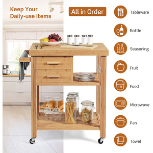 Rolling Bamboo Kitchen Island Cart