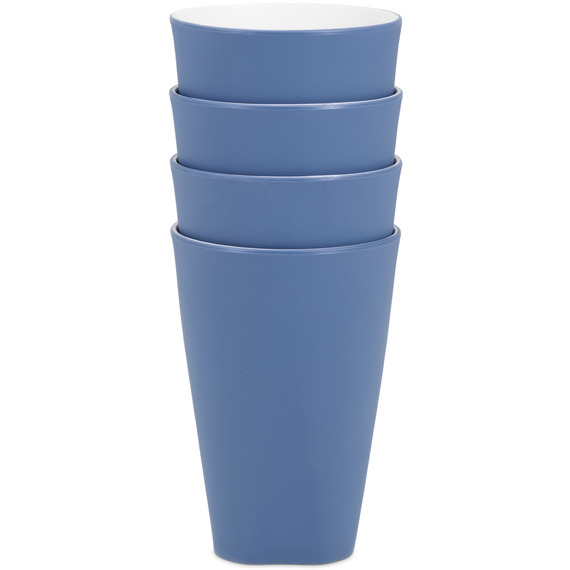 Pack of 4 Plastic Drinking Tumblers - Dishwasher Safe and Reusable - Blue