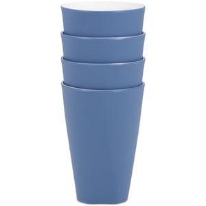 Pack of 4 Plastic Drinking Tumblers - Dishwasher Safe and Reusable - Blue