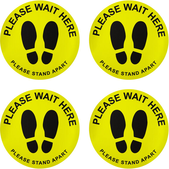 Set of 4 Warning Floor Sticker Please Wait Here