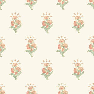 Boho Bouquet Wallpaper in Peach and Green