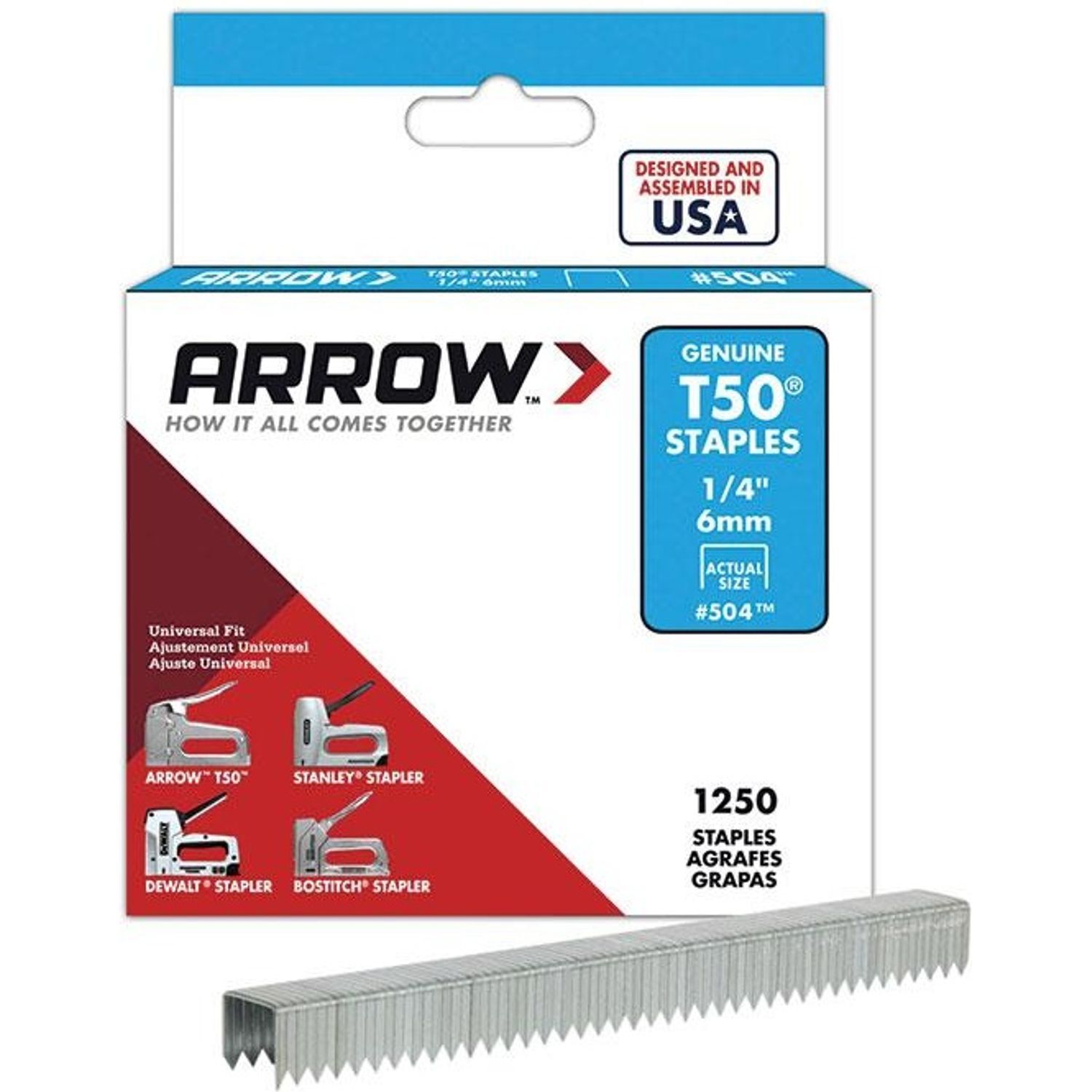 Arrow Unisex Multicolor T50 Staples 6Mm 1 4" 1250Pk - Image 2