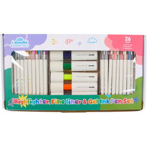 Highlighter Fine Liner and Gel Ink Pen Set