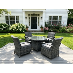 Fimous Rattan Dining Set 4 Chairs
