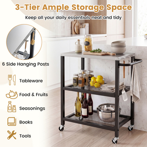 3-Tier Rolling Grill Cart