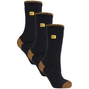 3-Pack Unisex Winter Crew Work Socks in Black with Reinforced Heel & Toe