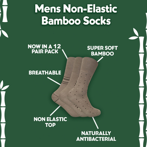 12 Pair Mens Loose Fitting Soft Top Bamboo Diabetic Friendly Socks