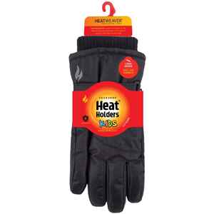 Childrens Black Winter Fleece Lined Waterproof Thermal Snow Ski Gloves