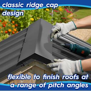Metal Roofing Ridge Caps - 30 x 60cm - Anthracite - Pack of 5