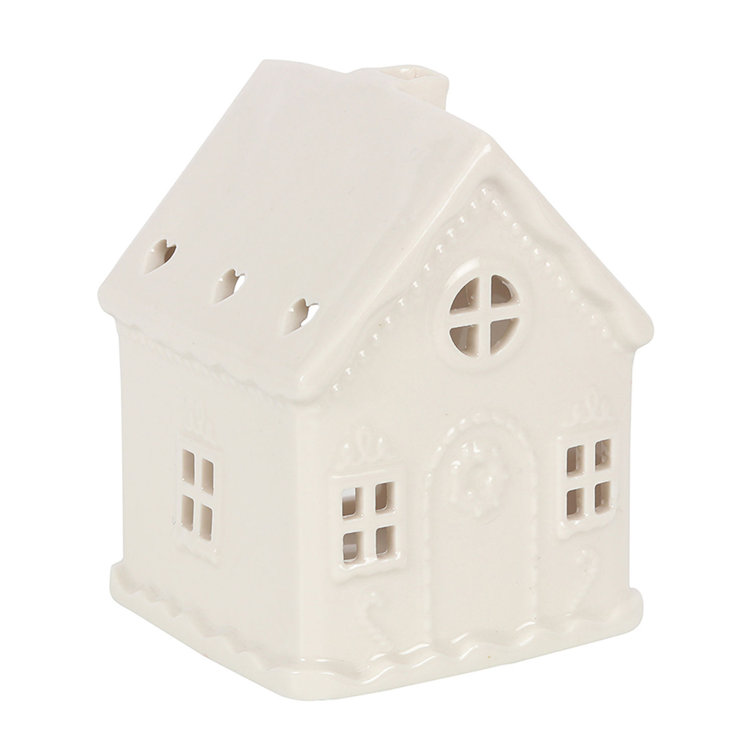 Something Different Gingerbread House Tea Light Holder - White