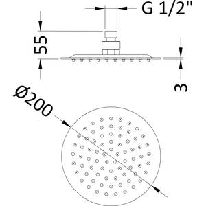 Round Fixed Head, 200mm - Matt Black